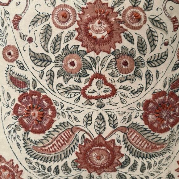 Pottery Barn Terra Kalamkari Pillow Sham new 20x20 Embroidered India beige euro - Picture 2 of 13